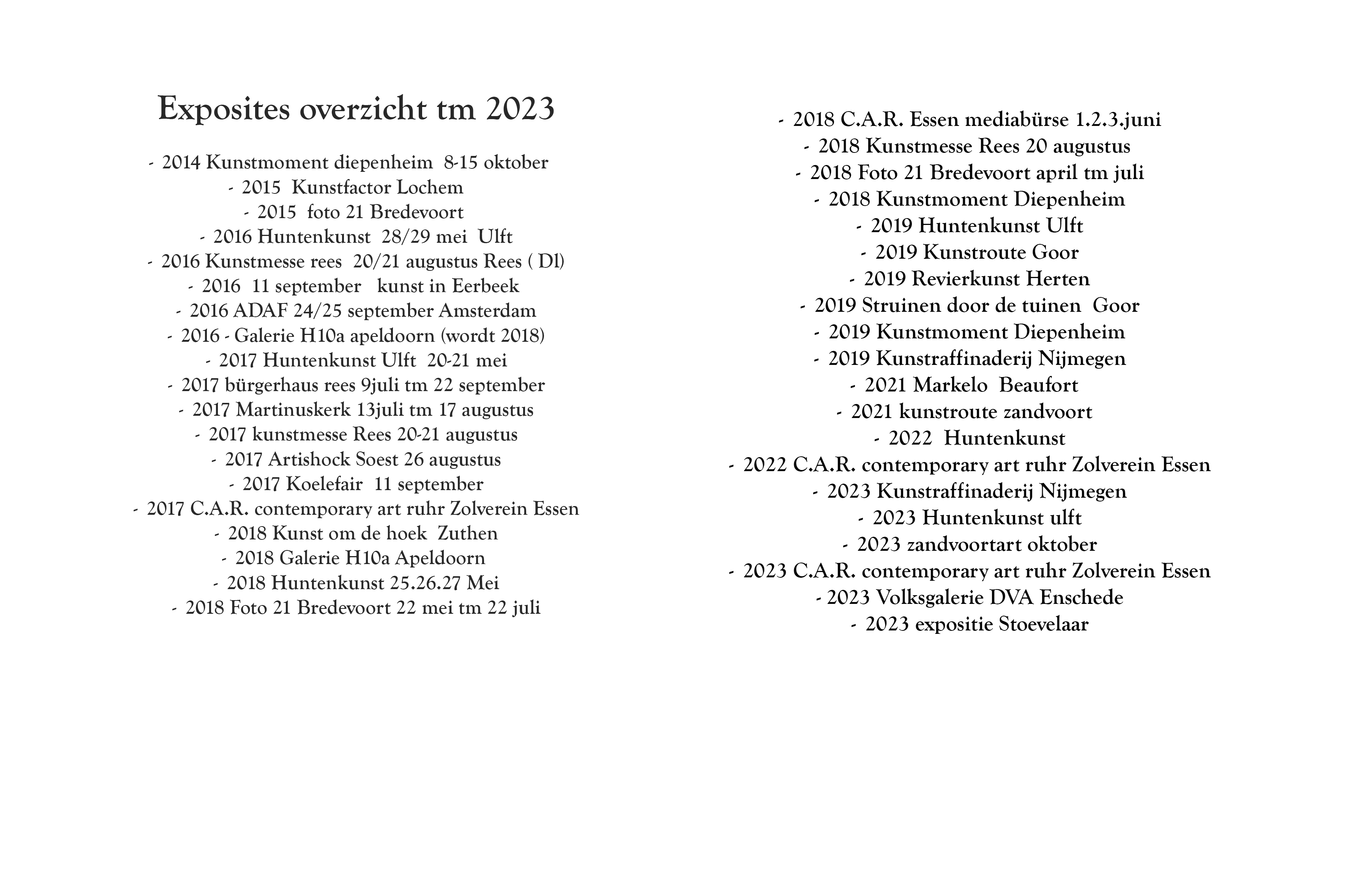Exposities afgelopen jaren