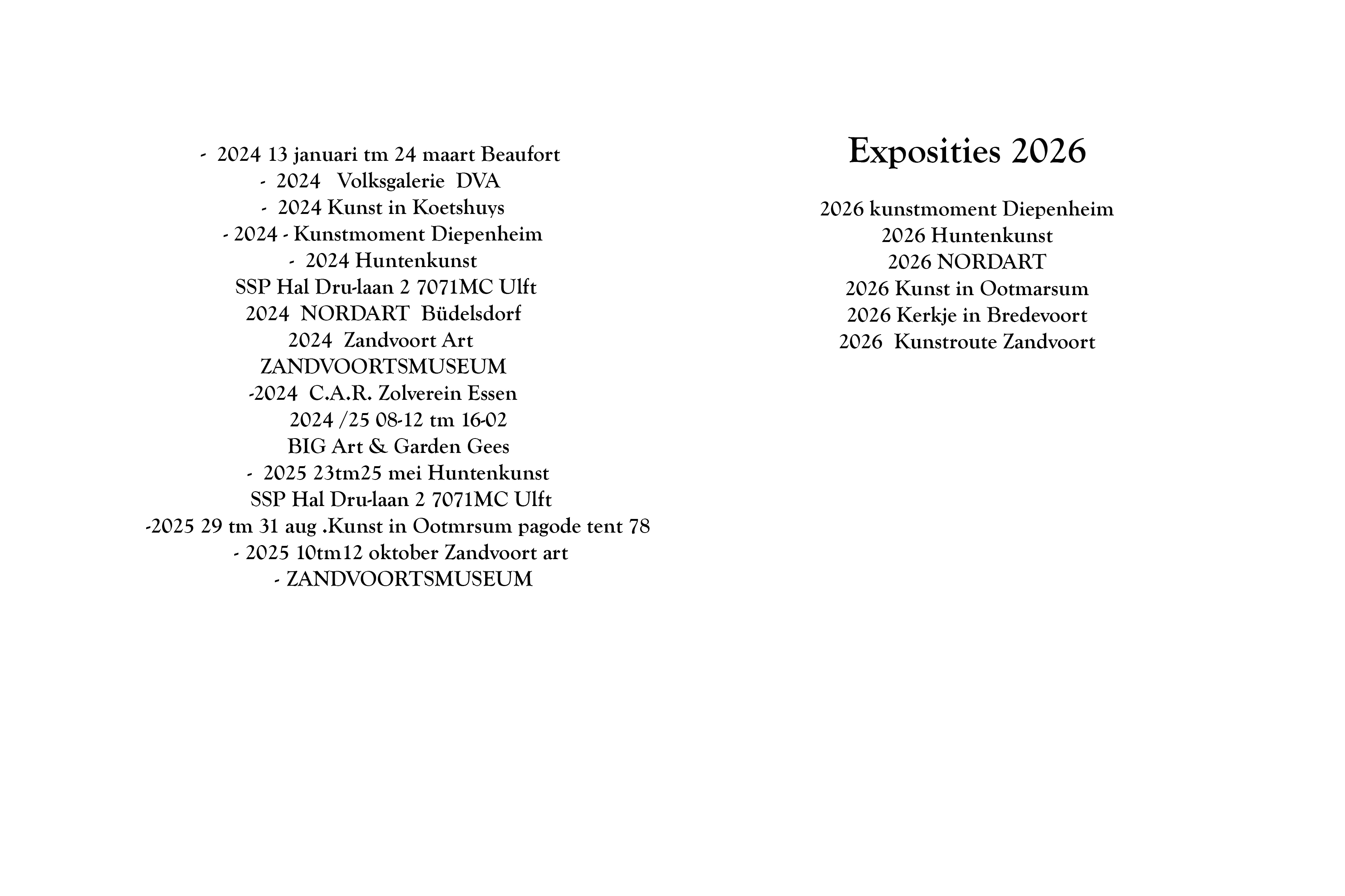 Exposities vanaf 2026